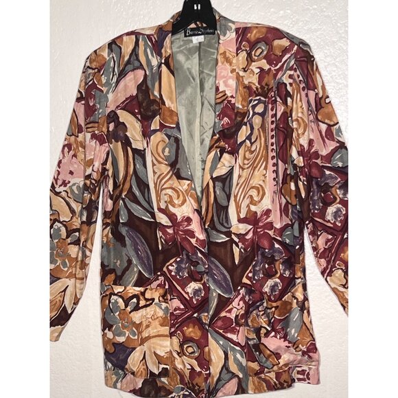 VTG Barrie Stephens 8 Women Abstract Floral Blazer Jacket Multicolor Rayon Lined - Picture 5 of 16